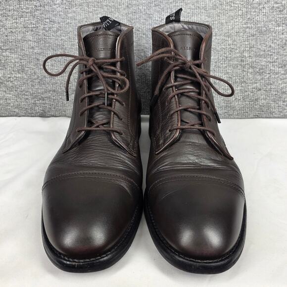 ALLSAINTS HARLAND MEN’S CAP‑TOE LEATHER LACE-UP COMBAT BOOTS – BLACK – SIZE 12 main image 11